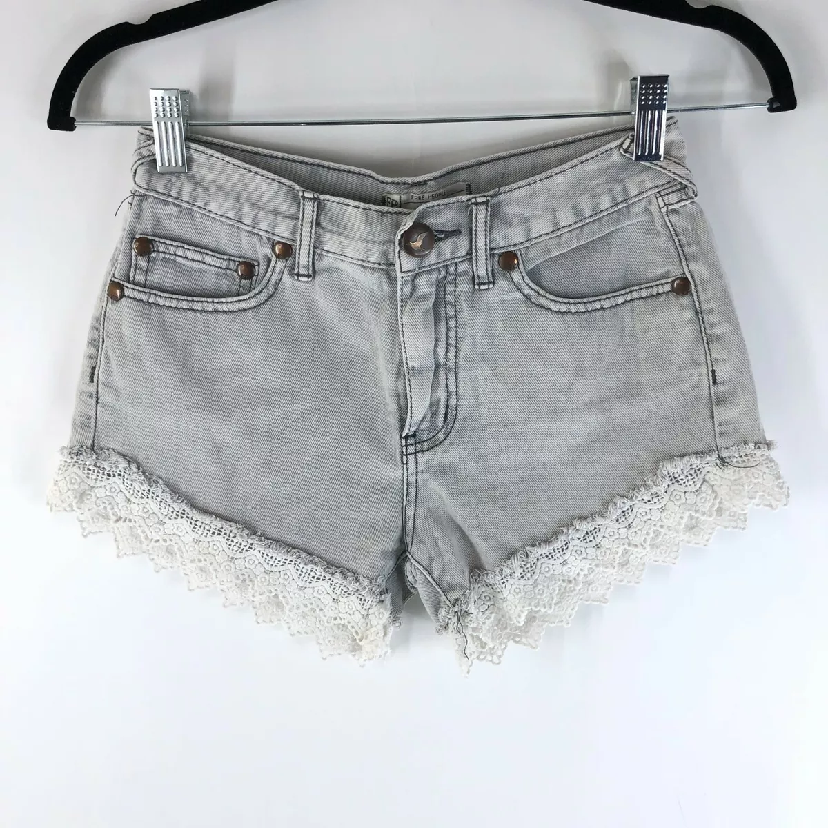 Gray denim hotsell shorts womens