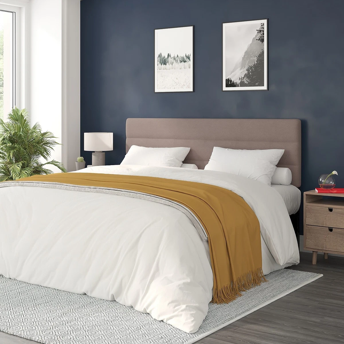 Flash Furniture Paxton King Fabric Headboard Taupe TW3WLHB21TANK