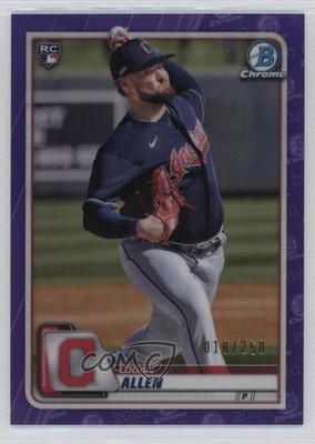 2020 Bowman Chrome Purple Refractor 18/250 Logan Allen #15 Rookie RC 0q1p