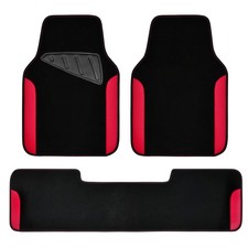 CAR PASS Waterproof Universal Faux Leather 3Pcs Car Floor Mats, Red Car Mats ...
