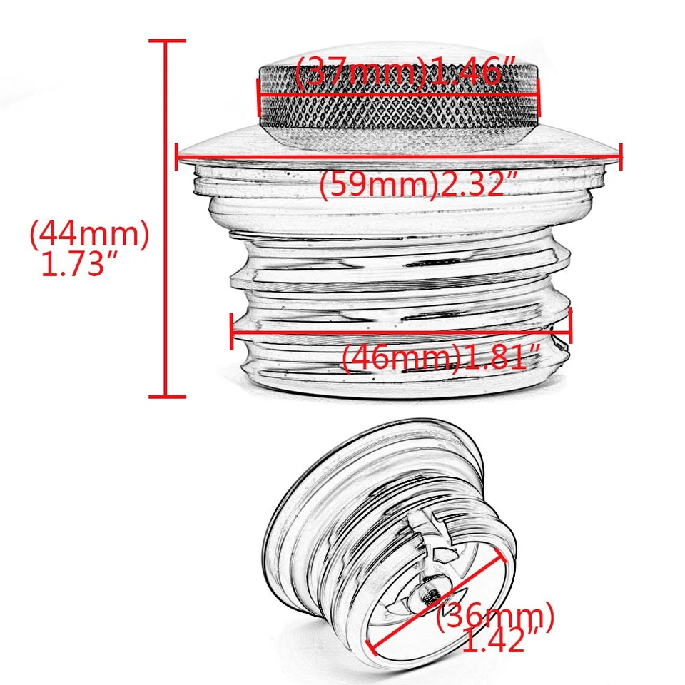 Tanque de combustible tapa de gasolina de cobre rosca derecha para motocicleta Harley Dyna Sportster Foto 2 de 4