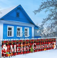 Large Merry Christmas Banner Outdoor Xmas Decorations Christmas Red Buffalo P...