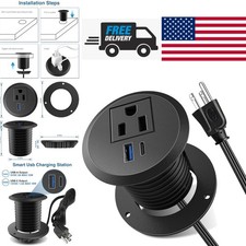 Power Grommet Outlet with USB C and USB A for Fast Charging Multiple Devices