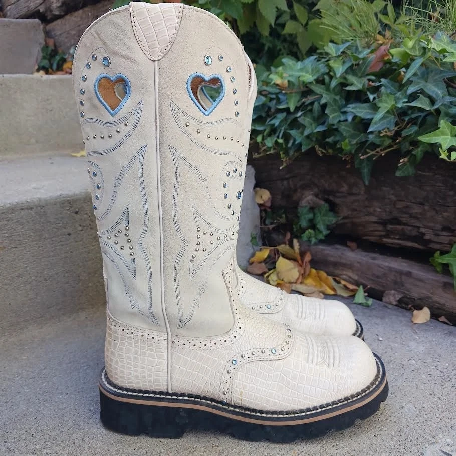 Botas de vaquero Ariat Baby Buck para mujer en cuero Bone Gater talla 9 Foto 2 de 4