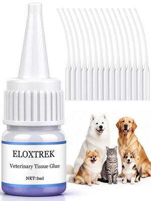 3ml Veterinary Surgical Skin Glue with 15 Precise Applicators, Strong Surgica...