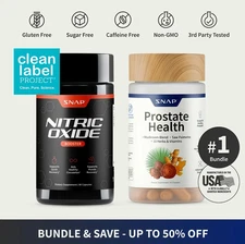 Snap Supplements -Nitric Oxide Booster90ct +Prostate Health Bundle