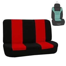 FB050R010 Universal Solid Bench Seat Cover Red/Black Color with Gift - Fit