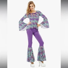 Disco Diva NWT Costume Women's Size XL Two-Piece Hippie 70s Outfit
