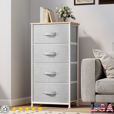 4 Drawer Storage Unit Metal Frame Wood Top Easy Assembly Organized Solution New