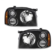 Headlights For 01-04 Nissan Frontier XE/SE Right&Left 2001-2004 Black Light Pair