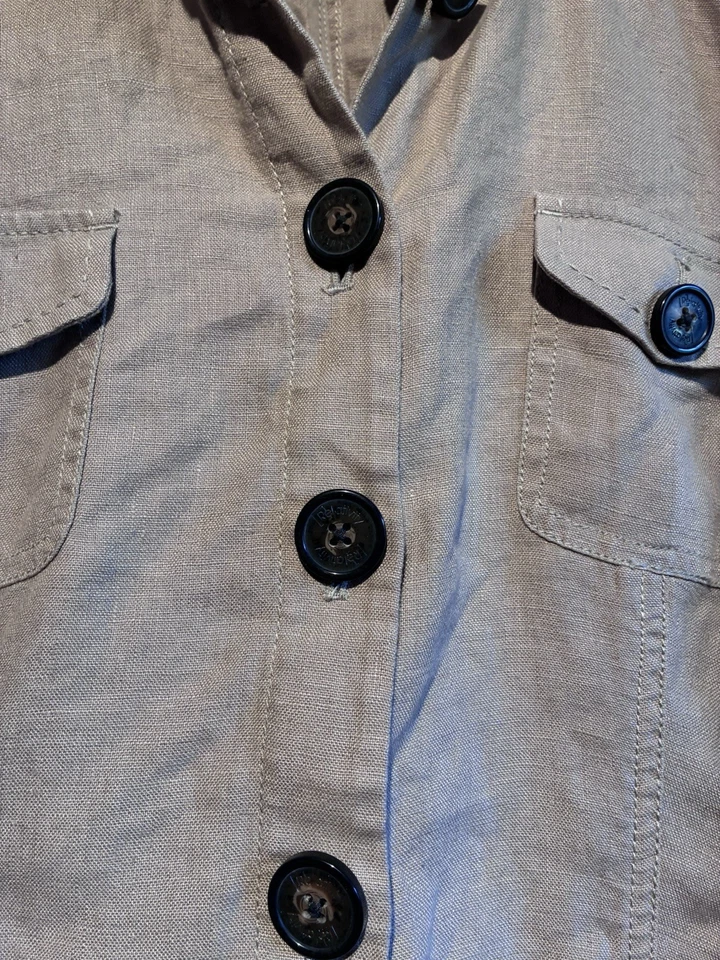 Relativity女式100%亚麻实用夹克XL米色纽扣前襟  — 第 3/4 张图片