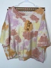 Disney Minnie Mouse Tie Dye Sweatshirt 3X Oversized Crop Pullover Pastel