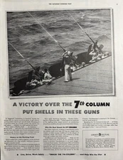 Liberty Mutual Insurance Company WWII Victory 7th Column Guns VTG Print Ad 1943