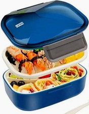 BIBURY Large Medium Bento box 1700ml Blue New with Cutlery&Sauce Pot Lunch Box