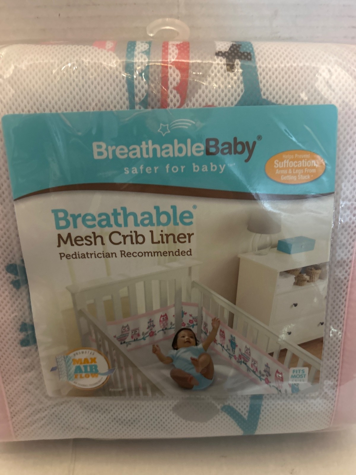 BreathableBaby Breathable Mesh Crib Liner Pink Max Air Flow Fits Most Cribs-New