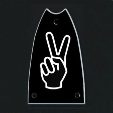 GUITAR TRUSS ROD COVER - Engraved Etch Fit EPIPHONE Scoop - PEACE FINGERS Black