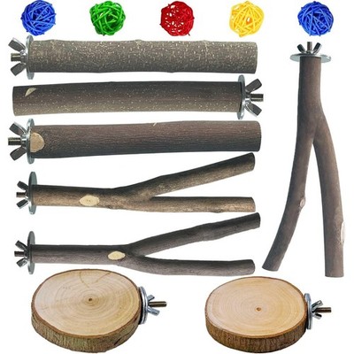 8 perchas de madera natural para pájaros para jaula, 5 piezas Colgante de madera