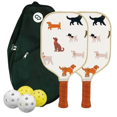 Goat Fiberglass Pickleball Paddle Set of 2 Includes 4 Indoor Outdoor Balls - NEW