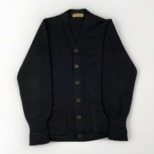 Vintage 50 s Sweater IMPERIAL Black Worsted Wool Cardigan Knit Size 38/M READ