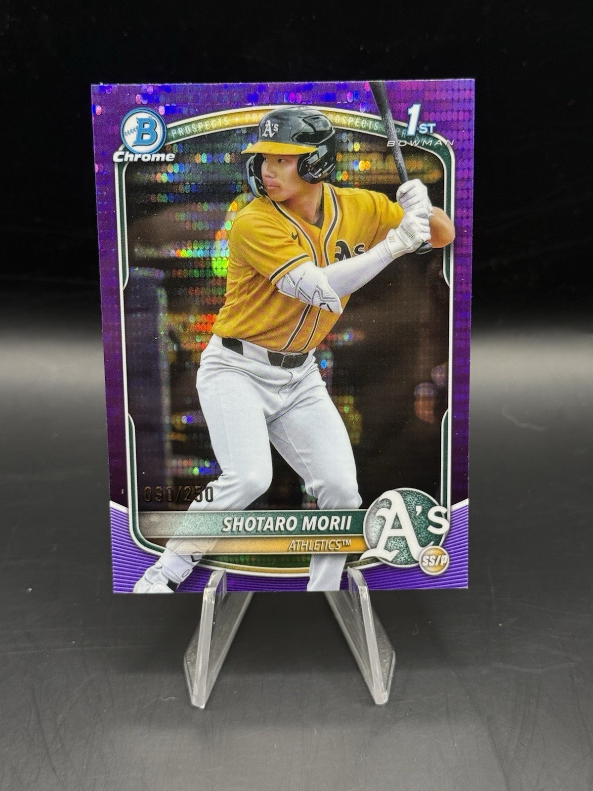 2025 Bowman Chrome Shotaro Morii 1st Purple Pulsar Refractor /250 Athletics