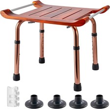 Banco de ducha de teca con asas, silla de ducha para ducha interior, altura ajustable