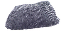 Small Black Bead Sequ Clutch Bag 8" x 5" Snap Close Lined In Blk Satin In Pocket