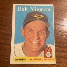 BOB NIEMAN 1958 TOPPS BASEBALL VINTAGE CARD #165 BALTIMORE ORIOLES