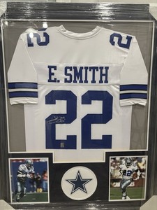 Emmitt Smith Autographed Framed Jersey With Player cert COA. 