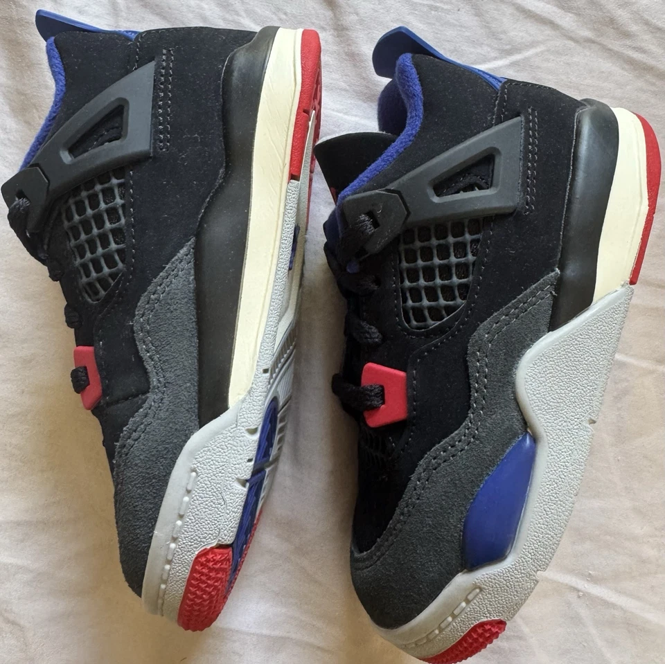 Nike Air Jordan 4 Retro OG TD 9C Negro/Rojo Fuego/Azul Real Profundo IB4387-003 Niños Foto 2 de 4