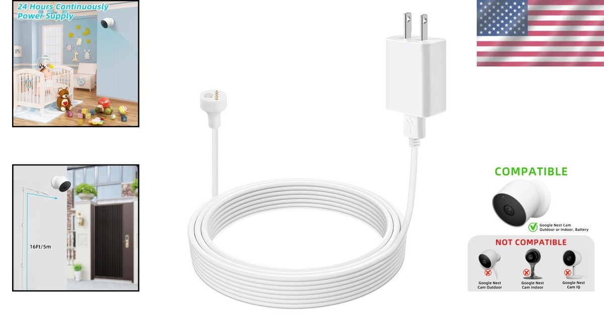 Power Cable for Google Nest Cam Outdoor or Indoor, Battery2nd