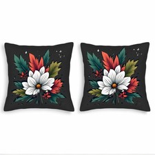 Set of 2 18x18in Throw Pillow Covers with Intricate Floral Design