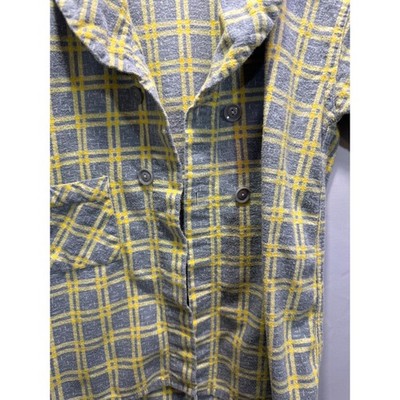 Vintage Hudson Grey Yellow Plaid Double Breasted Belted Jacket Size 4 Washable