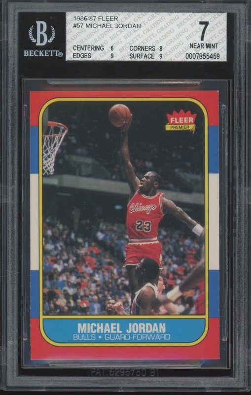 1986 Fleer Basketball #57 Michael Jordan RC Rookie NM BGS 7