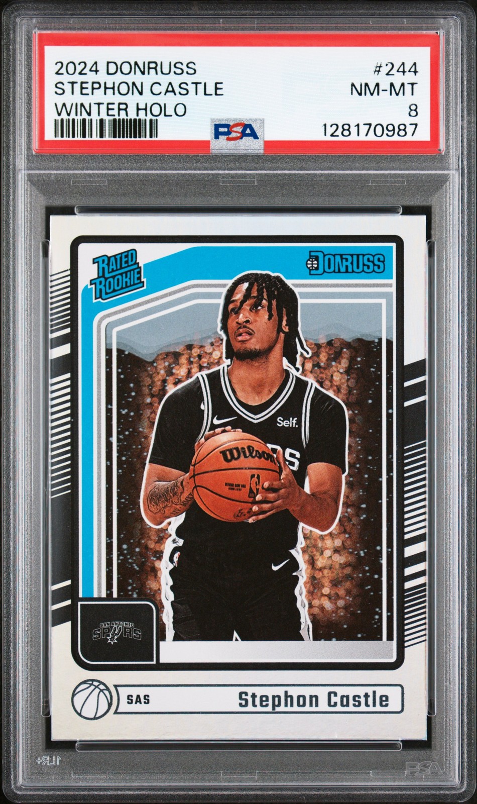2024 PANINI DONRUSS WINTER HOLO #244 STEPHON CASTLE PSA 8