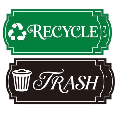 Recycle Stickers for Trash Bins, 4-Pack Trash and Recycle Stickers, Green and...