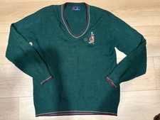 Pebble Beach Isle of Cotton Golf Sweater LT Green V-Neck Knit USA Made