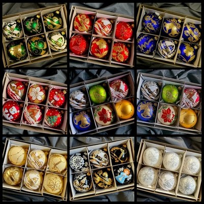 Handgefertigtes mundgeblasenes 6er Set. 8cm Weihnachtskugeln Glas Ornamente Multisale