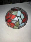 Vintage mosaic stained glass lamp shade hand crafted Poinsettia Red (bin1)