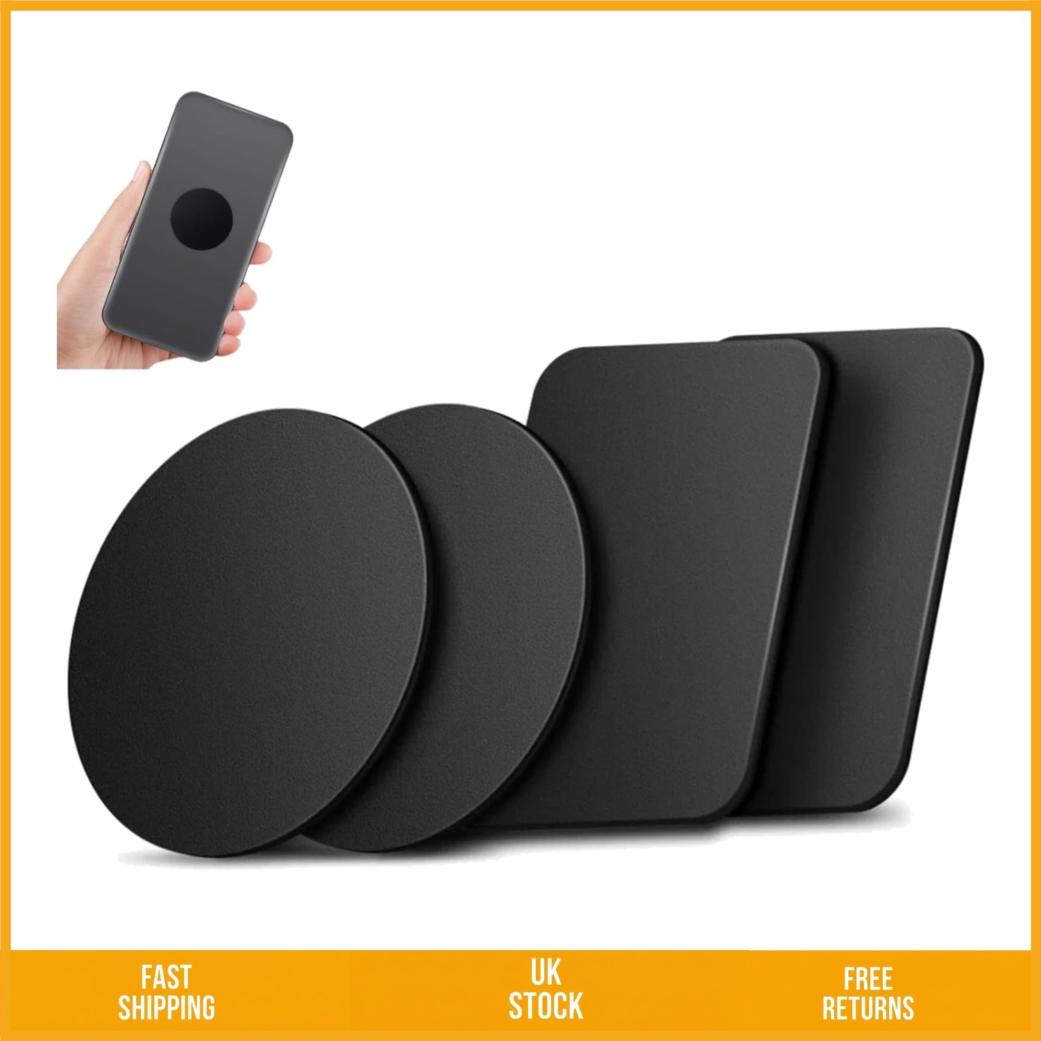 Universal Adhesive Metal Plate Stickers for Magnetic Car Phone Mounts 4 Pcs