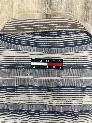 Vtg Tommy Hilfiger Button Down Striped Shirt Men L Color Block Y2K Tommy jeans - Picture 10 of 11