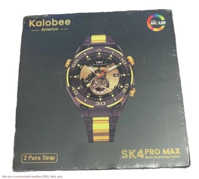 Kalobee SK4 Pro Max Smart Watch Black Gold AMOLED 2 Strap Fitness Tracker