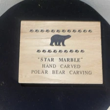Vintage Hand-Carved White Marble Polar Bear Sculpture Rare 5”X3” Authentic