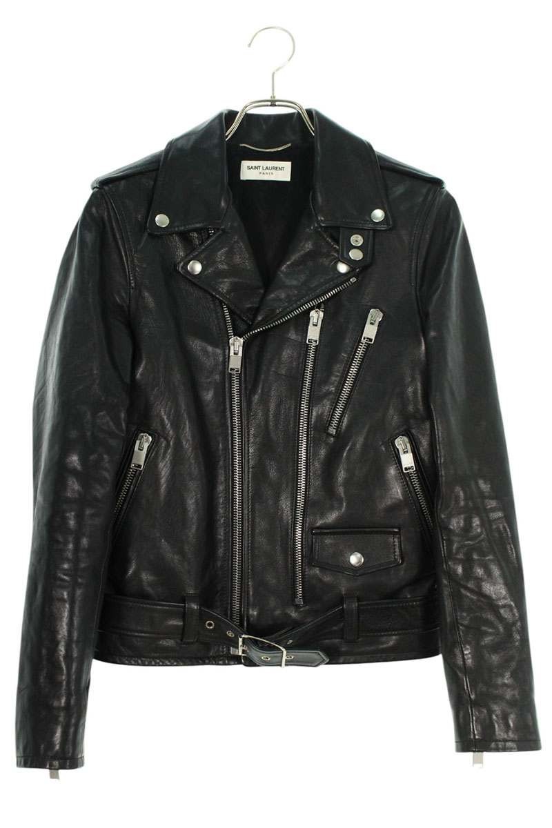 Giacca moto pelle Saint Laurent Paris taglia 42 nera classica usata