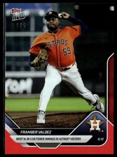 2025 Topps Now 292 Framber Valdez Houston Astros Most Ks in 5 IP Red 5/5