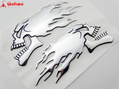 3D Skull Flame Emblem Badge Decals for Honda Suzuki Kawasaki Yamaha Motor Bikes