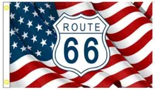 USA Route 66 Wavy 3'x5' Flag ROUGH TEX® 100D American Mother Road Get Your Kicks