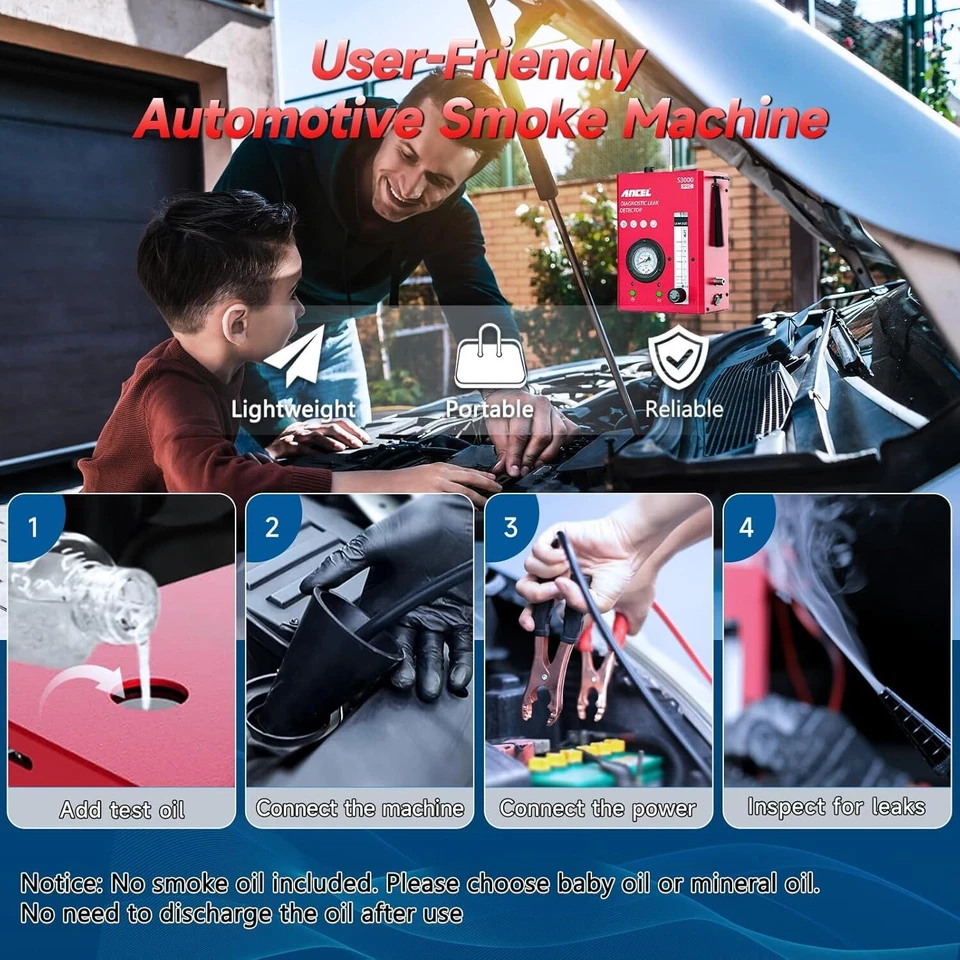 Testador de diagnóstico a vácuo detector de vazamento sistema tubulação máquina de fumaça EVAP automotivo - Imagem 3 de 4