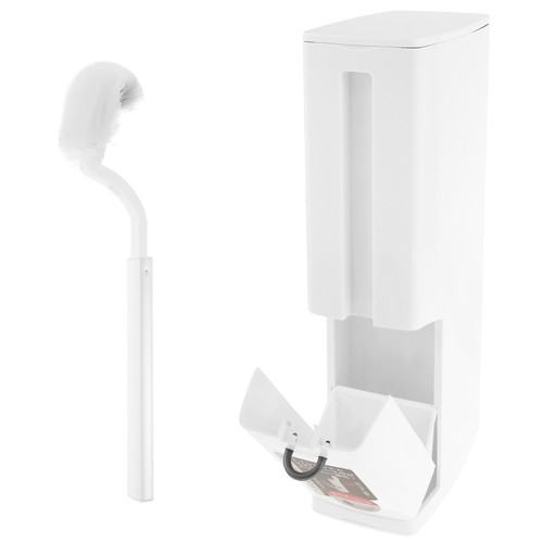 Plastic Trash Can Toilet Brush Integrated Toilet Bin Brush Set With Flip Lid