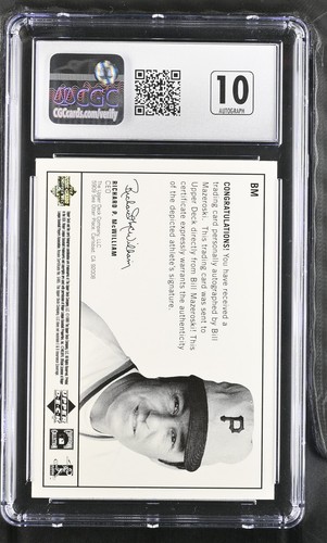 1999 Upper Deck Century Legends #BM Bill Mazeroski – CGC 8.5 NM/Mint+ - Auto 10 - Picture 2 of 2