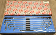 Disen XXL Double Flex Metric Ratcheting Double Box Wrench Set 8-19MM w/Foam Tray